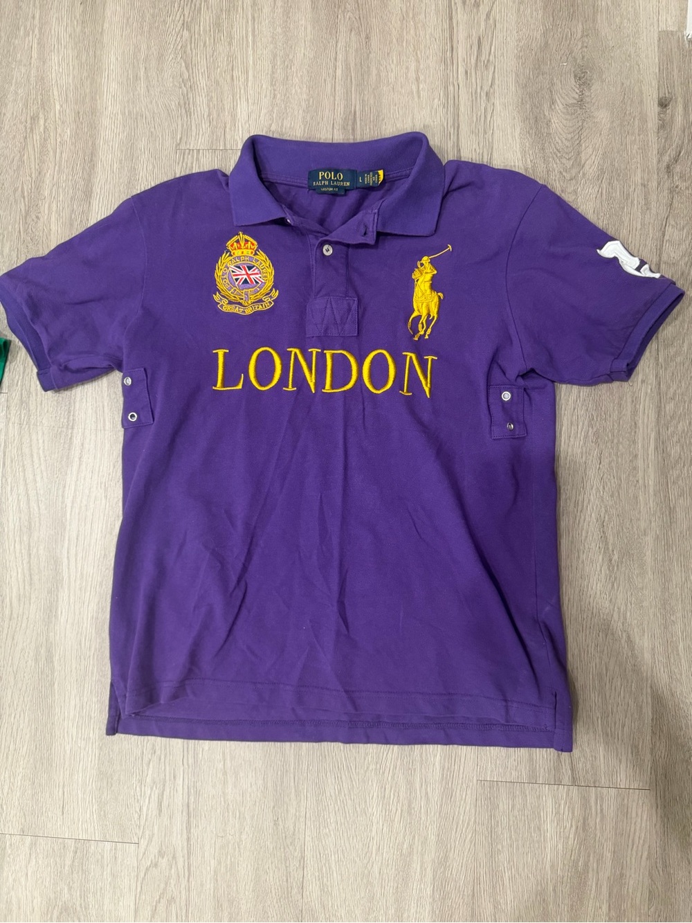 Polo by Ralph Lauren Purple Polo with Yellow Embroidered 'London'